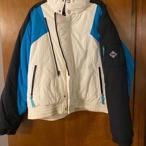 80’s Retro White High-Performance Colorblock Ski Jacket